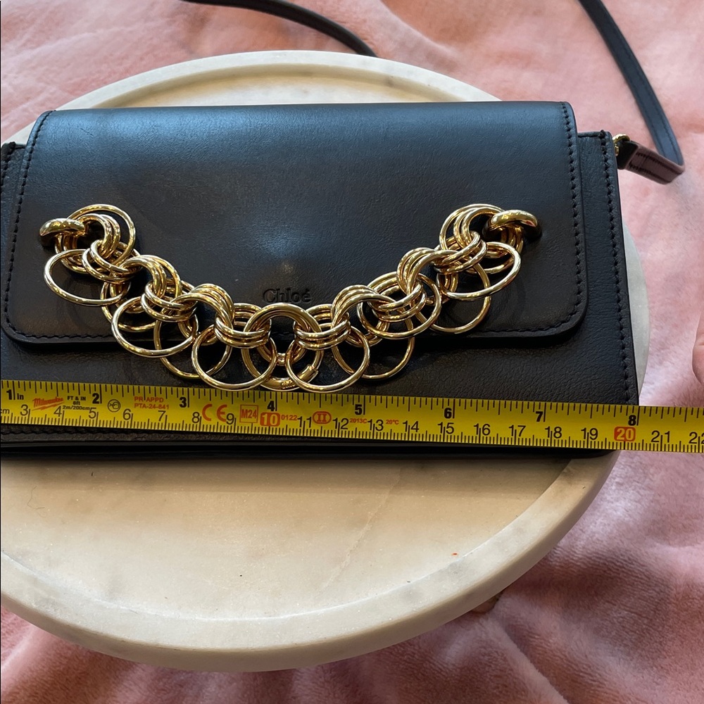 Chloe Black Crossbody Bag with Gold Chain Accent - Picture 4 of 15
